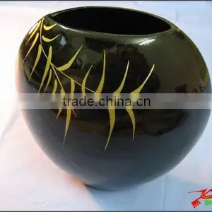 Black Lacquer Vase - ALOH617 thumbnail-1