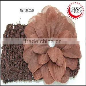 2016 Hot-Sale Big Brown Flower Crocheted Headband for Baby thumbnail-1