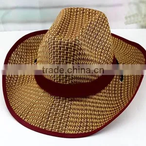 In Stock Cheap Plain Cowboy Straw Hat thumbnail-5