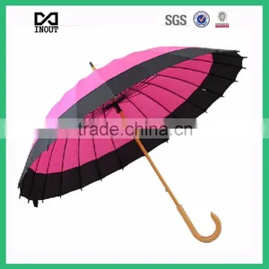 Fashion 16k Straight Edge Wind Breaker Umbrella Wooden thumbnail-1