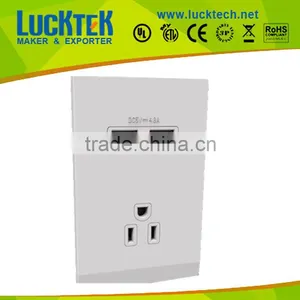 1gangs American Power With 2*USB Wall Socket Outlet,wall Plate Faceplate ,wall Mount Power Socket thumbnail-1