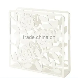 Metal White Laser Engraving Flower Tissue Holder thumbnail-1