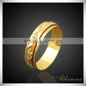 18k Gold Plated Fashion Simple Round Designs Copper Engagement Ring thumbnail-1