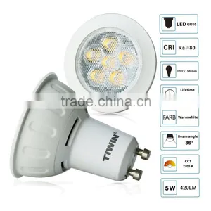 TIWIN 2015 New Design Warm White 300K Cool White 6000K 220V 230V 240V 36 Degree 420lm 5W COB SPOT LIGHT Led Gu10 Bulb thumbnail-1