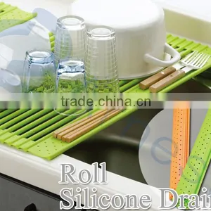 Silicone New Products Kitchenware Tools Utensils Dish Drainer Kitchen Sink Food Strainer Accessories Silicone Roll Mat thumbnail-1