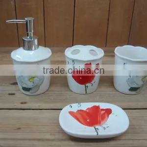 4 Pcs Ceramic Bathroom Accessories Set for Home /Hotel thumbnail-1
