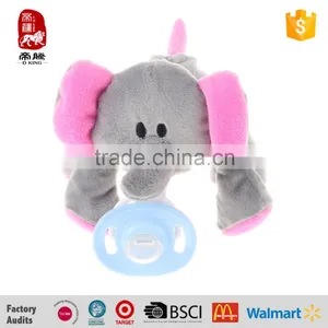 EN71/ASTM Safe Material Baby Pacifier With Plush Animal Elephant Toys thumbnail-1