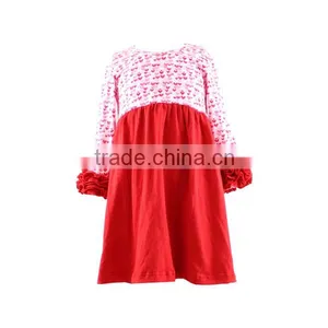 2016 Kaiyo Children Christmas Dress Print Red Ruffle Dress Children Frocks Designs Boutique Kids Clothes my Choice Dresses thumbnail-1