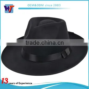 Blank Promotion Cheap Felt Hat Fedora Hat With Woven thumbnail-4