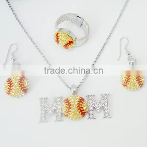 Rhinestone Softball Jewelry Sets Bling Sports Jewelry thumbnail-1