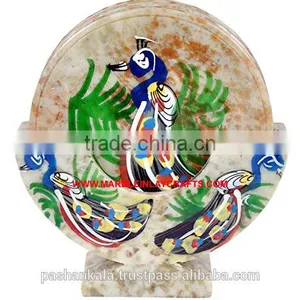 Soapstone Painted Tea Coaster Set, Handmade Decorative Tea Coaster Set thumbnail-1