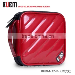 Red BUBM 32 Capacity PU Leather Cover CD Case CD Box DVD Case CD-ROM Holder Car Disc Case thumbnail-1