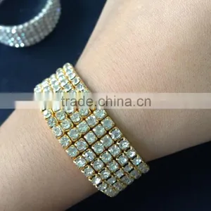 Hot Fashion 4/5/8 Rows Crystal Rhinestone Wedding Bridal Bracelet Bangle thumbnail-2