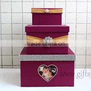 Elegant Purple Wedding Card Box in Handmade With Photo Frame thumbnail-1