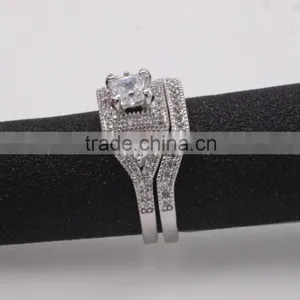 Fashion 925 Silver Jewelry Two Set Pave Setting Ring thumbnail-3