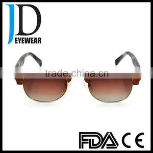 Hot Sell Custom Made OEM Fashion Half-Rim Wooden Sunglasses thumbnail-1