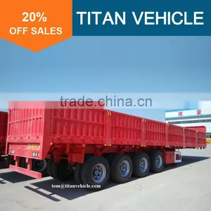 TITAN 3 Axles 4 Axles 40 Ton 60 Ton Flatbed Trailer With Drop Side Walls thumbnail-3
