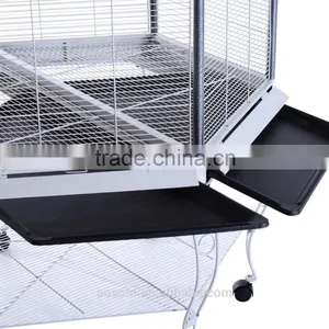 Pawhut 44"L Hexagonal Aviary Bird Flight Cage - Gray/White thumbnail-5