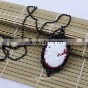Fashion Jewelry Necklace Steampunk Necklace Beauty Silhouette Black Cameo Pendant 2015 New Party Dress Made in China Yiwu thumbnail-2