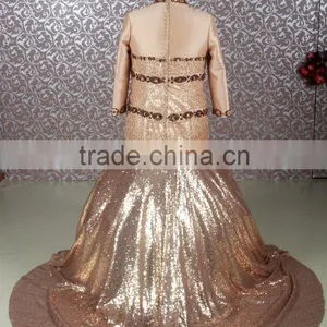 RSE689 Long Sleeves Bronze Indian Beaded Dresses For Muslim Mother Of The Bride thumbnail-2