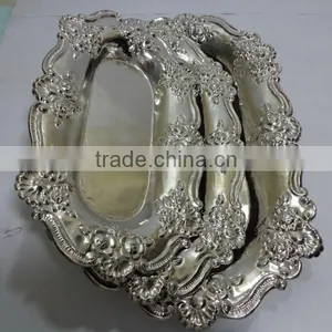 Brass Tray Embossed Nickel / Silver Plated thumbnail-1