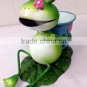 Garden Decoration Sitting Frog Metal Frog Garden Art Metal Garden Decoration Gerden Decor Stakes Metal Frog With Frlower Pot thumbnail-3