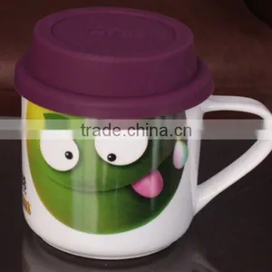 8oz Porcelain Mug With Silicone Lid Ceramic Mug With Lid New Bone China Mug With Lid thumbnail-1