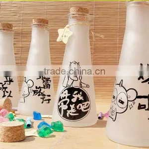 250ml Frosted Glass Bottle Frosted Juice Glass Bottle Frosted Milk Glass Bottle With Cork Lid thumbnail-6