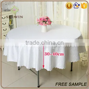 Jacquard Disposable Round White Table Cloths thumbnail-3