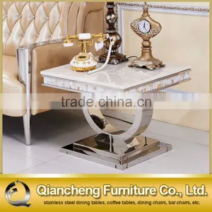 Metal Movable Marble Top Side Table thumbnail-1