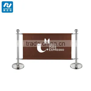 Stainless Steel Queue Barrier Breeze Stand With Advertising Banner thumbnail-2