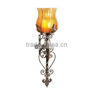 Glass Wall Sconce Candle Holder Iron Craft For Home Decoration thumbnail-1