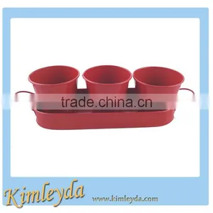 Metal Flower Pots/planter in Tray thumbnail-1