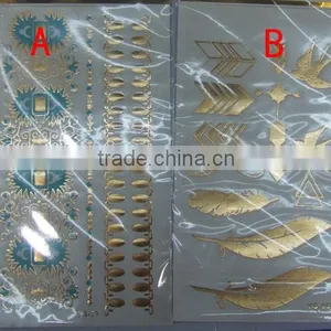 T001-016 Women Beauty Body Art Tattoo Gold Sexy Glitter Bracelet Tattoo Sticker thumbnail-1