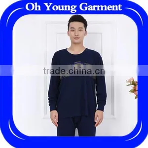 Cotton Plus Fertilizer Increased Long Johns Suit Men T-shirt Cotton Sweater Size Loose Backing Foundation Warm Underwear thumbnail-1