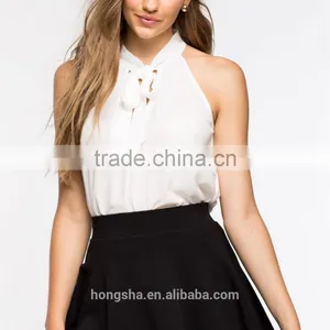 2016 Fashion Ladies Tie Neck Blouse Cami Top HST8044 thumbnail-3