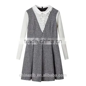Winter Women Long Sleeve Dress Knitted Plaid Fashion Dress Casual Party Dress thumbnail-6
