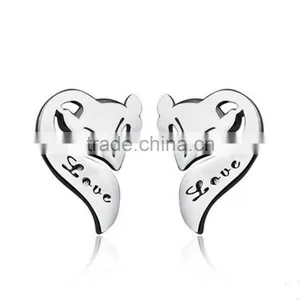 925 Sterling Silver Fashion Fox Animal Shape Trendy Latest Earring Stud thumbnail-1