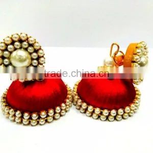 Handmade Silk Thread Earrings, Jhumka Earrings Festive Collection India thumbnail-1