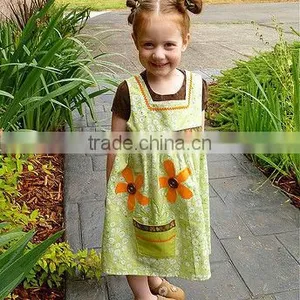 Joyous and Bright Yellow Thanksgiving Toddler/kids Sunflower Print Smock Dress thumbnail-1