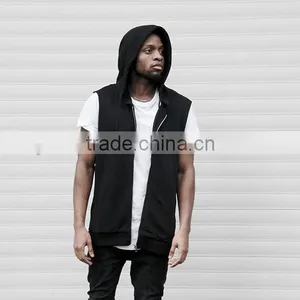 New Men Thin Hip Hop Sleeveless Vest Hoodie Men Outdwear Sports Hooded Vest With Zipper Casual Vest Coat thumbnail-3