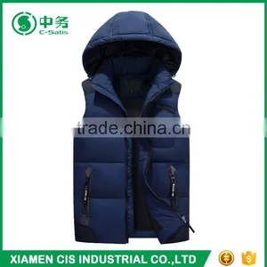 New Product Comfortable Warm Outwear Mens Winter Duck Down Vest With Hood thumbnail-3