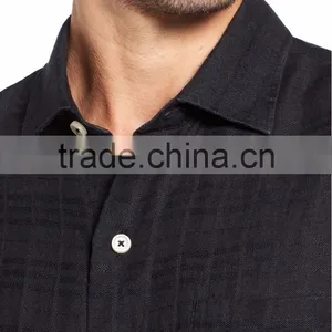 Tonal Plaid Men's Button up Long Tshirt thumbnail-4