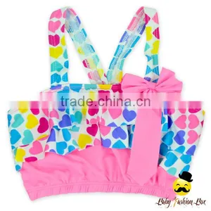 Young Girl Fitness Colorful Ruffle Separable Swimwear Halter Wrap Chest Rainbow Top Beach Clothes thumbnail-1