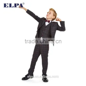 2016 Style ELPA NXB0071Dark Gray Plaid Three Pieces Boy Suits for Wedding /Show thumbnail-2