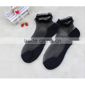 Fashion 20pcs/10pairs/lot Casual Crystal Silk Female Short Summer Sexy Transparent Elastic Lace Socks Women thumbnail-4