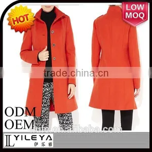 Bright Orange Multistitch Funnel Women Winter Formal Coats thumbnail-1