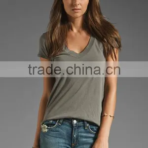 Short Sleeve Casual v Neck 100% Premium Cotton Tee Shirts thumbnail-1