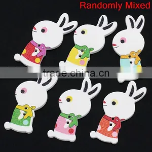Cheap Wholesale Scrapbooking Rabbit Animal Mixed 2 Holes Wood Sewing Buttons thumbnail-1