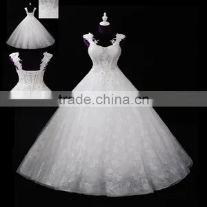 Attractive and High Quality Wedding Dresses for Women in Bulk V-neck Lace Beaded Weding Dress Prom Gowns F11802 thumbnail-1